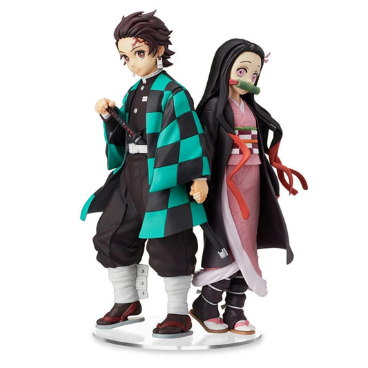 ¡FIGURA DE DEMOM SLAYER DE KAMADO TANJIROU Y KAMADO NEZUKO TOMADOS DE LA MANO! ¡20 CM! 